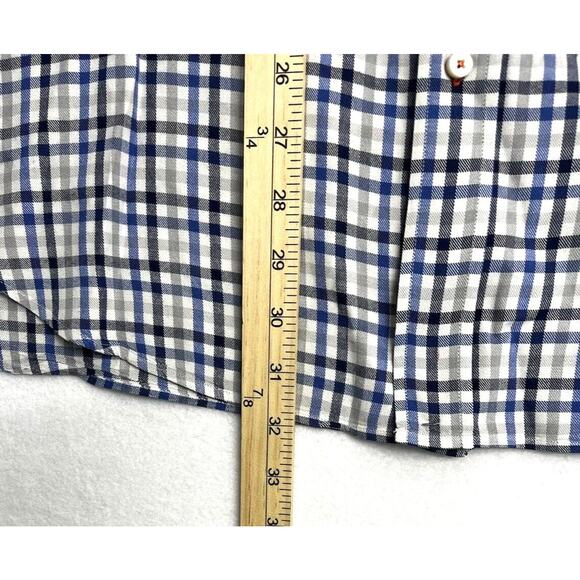 J McLaughlin Blue Plaid Button Up Shirt Mens Size XL Long Sleeve Casual Office - Picture 5 of 9